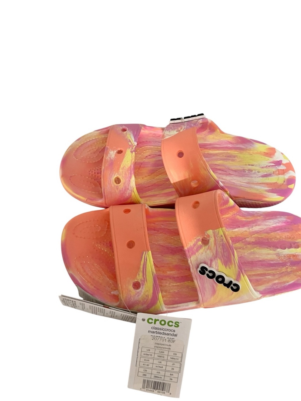 CROCS Marbled Dual-Strap Slide Sandals Unisex M 8, W 9 NWT